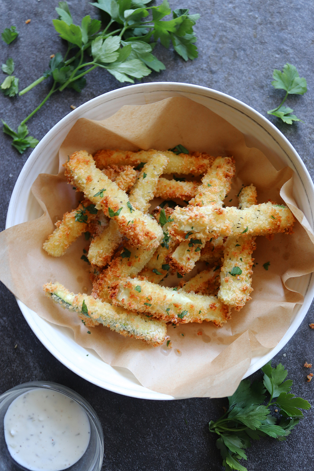 Easy Air Fryer Zucchini Fries with Garlic and Parmesan - Erhardts Eat